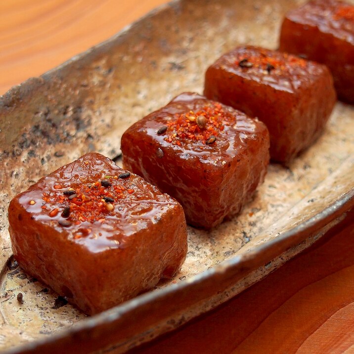 簡単ヘルシーおつまみ 角切りこんにゃくの照り焼き レシピ 作り方 By 鶏のから揚げ 楽天レシピ